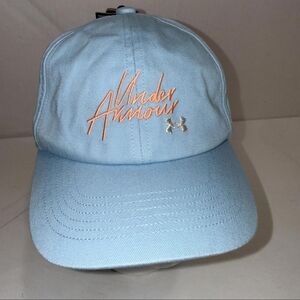 NWT Girl's Under Armour Sky Blue Cap with Peach Embroidery